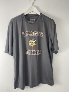 Viking Soccer Shirt Mens Large Gray Tee Jersey Short Sleeve N258